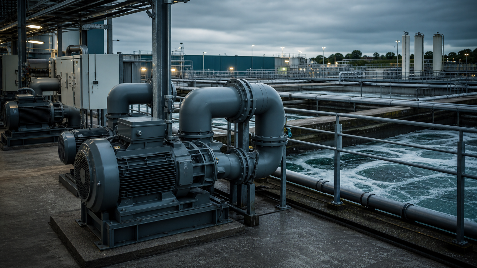 Blower equipment operating at a wastewater treatment plant
